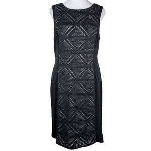 Vince Camuto Black Geometric Midi Dress